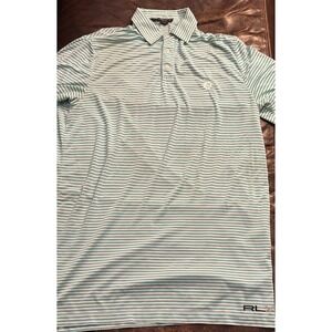 Ralph Lauren RLX Men's Performance Shirt Green Striped Bayonne Golf Club Small